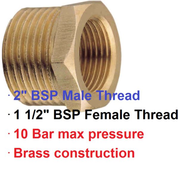 2" BSP M x 1 1/2" F Brass Reducing Bush 1-73280