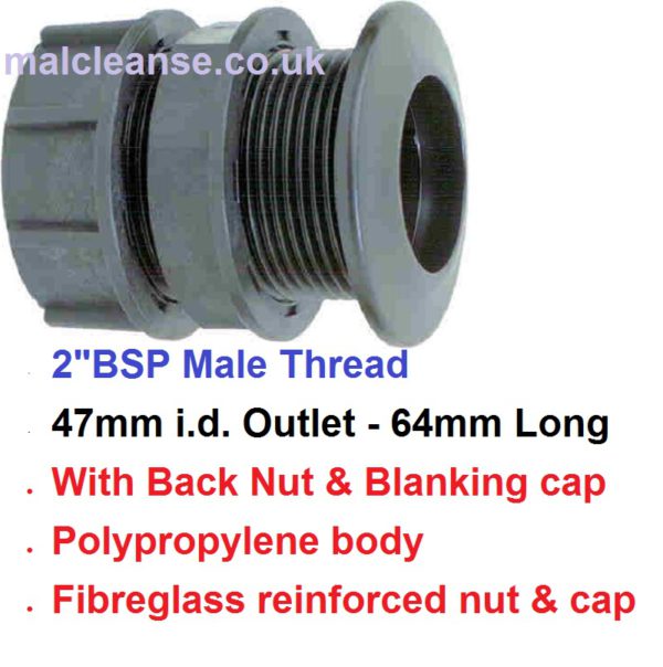 2" BSP Polypropylene Threaded Tank Fitting 8051401