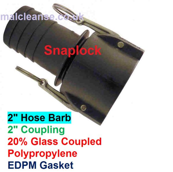 2" Hose Barb Snaplock Cam Lever Coupler 2 size - C200-P