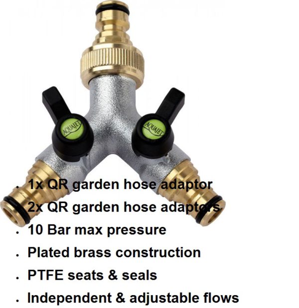 2 Way Quick Release Brass Manifold with Valves 400-1081