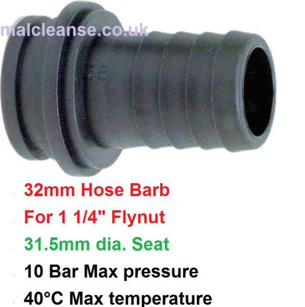 32mm Barb Hose Tail for 1 1/4" Flynut 8002303