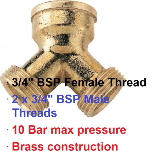 3/4" BSP Brass 2 Way Tap Connector 500-1048