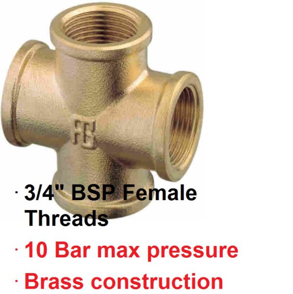 3/4" BSP Female Brass Threaded Cross 1-72782