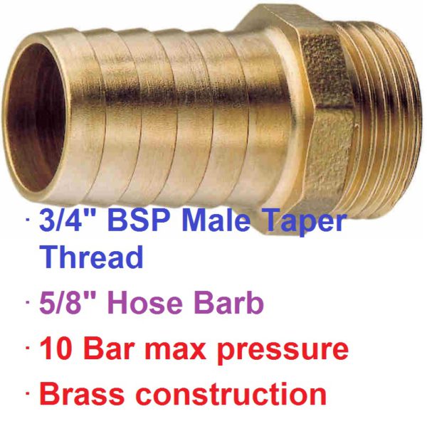 3/4" BSP Male x 5/8" Brass Hose Barb 1-76019