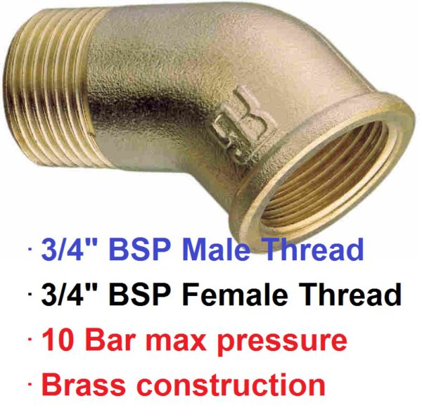 3/4" BSP M x F 45 deg Brass Elbow 1-72772