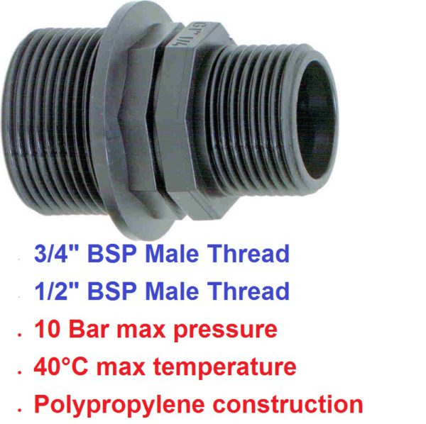 3/4" M  x 1/2" M Reducing Nipple POLY BSP 8058151