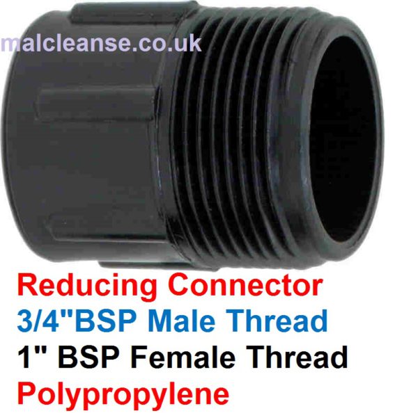 3/4" M  x 1" F BSP Polypropylene Reducing Connector 8059203