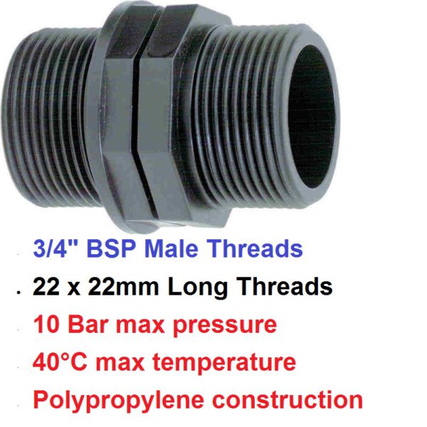 3/4" M  x 3/4" M Nipple POLY BSP 8056201