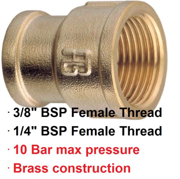 3/8" BSP F x 1/4"F Brass Reducer Coupling 1-72970
