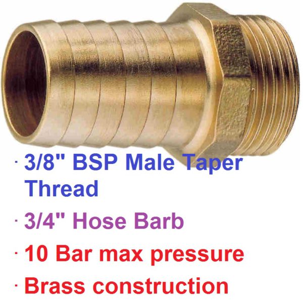 3/8" BSP Male x 3/4" Brass Hose Barb 1-76005