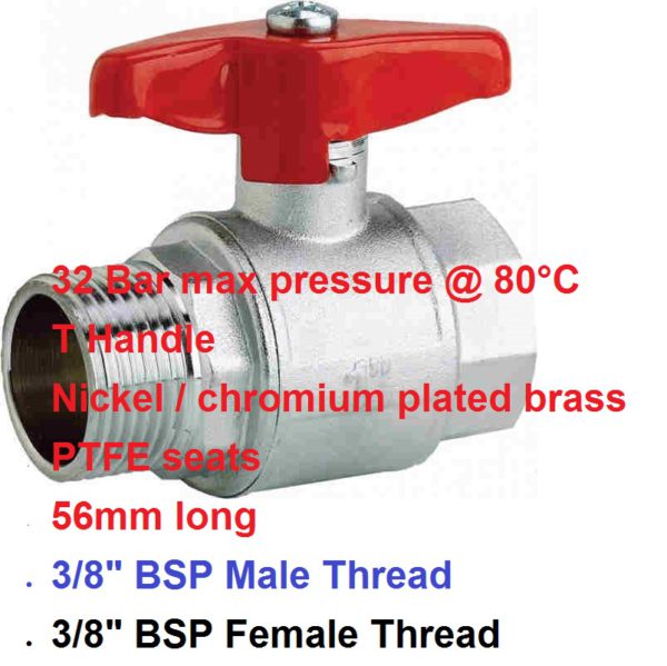 3/8" BSP Male x Female Brass Tap 400-1072