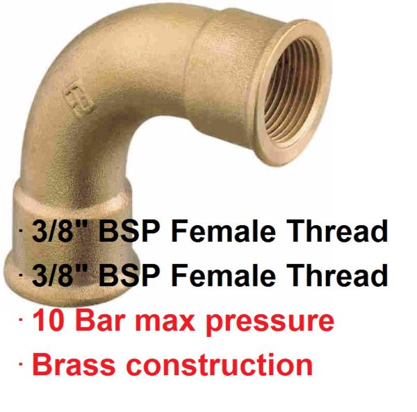 3/8" BSP Swept Female Brass Elbow 1-72690