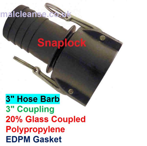 3" Hose Barb Snaplock Cam Lever Coupler 3 size - C300-P