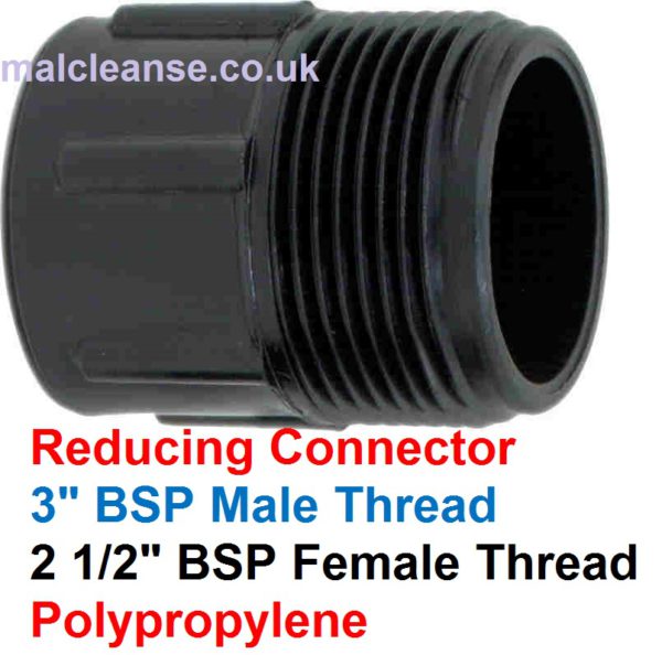 3" M x 2 1/2" F BSP Polypropylene Reducing Connector 805
