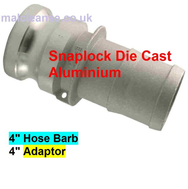 4" Hose Barb Aluminium Cam Lever Adaptor 4 size E400-A