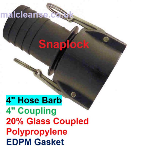 4" Hose Barb Snaplock Cam Lever Coupler 4 size - C400-P