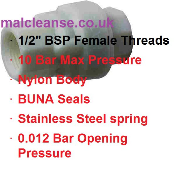 Check Valve 1/2" F BSP NYLON 8369000