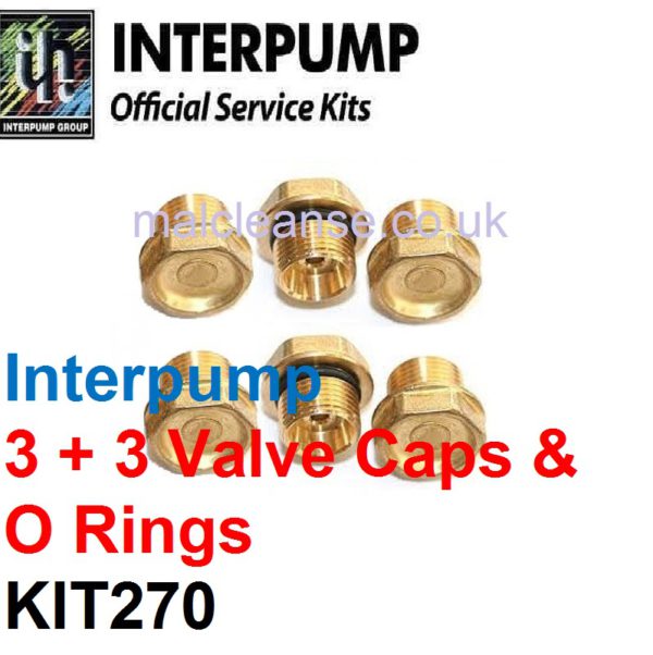 Interpump KIT270 3 + 3 Valve Caps with O Rings - IPKIT270