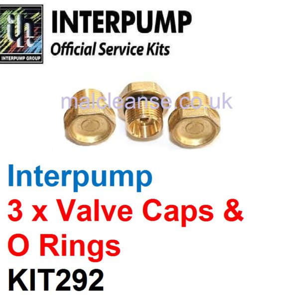 Interpump KIT292 3 x Valve Caps with O Rings - IPKIT292