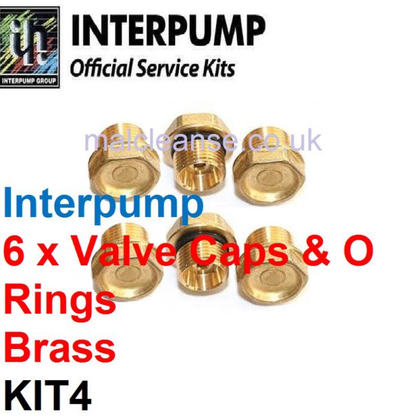 Interpump KIT4 6 x Valve Caps with O Rings