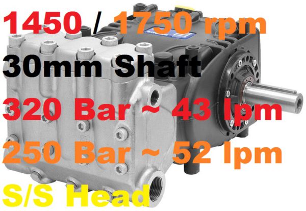 Pratissoli 320 Bar 43 lpm Pressure Pump KT22